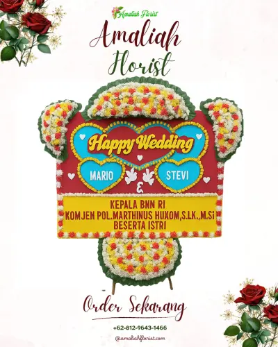 Karangan Papan Bunga Pernikahan di Hatalai